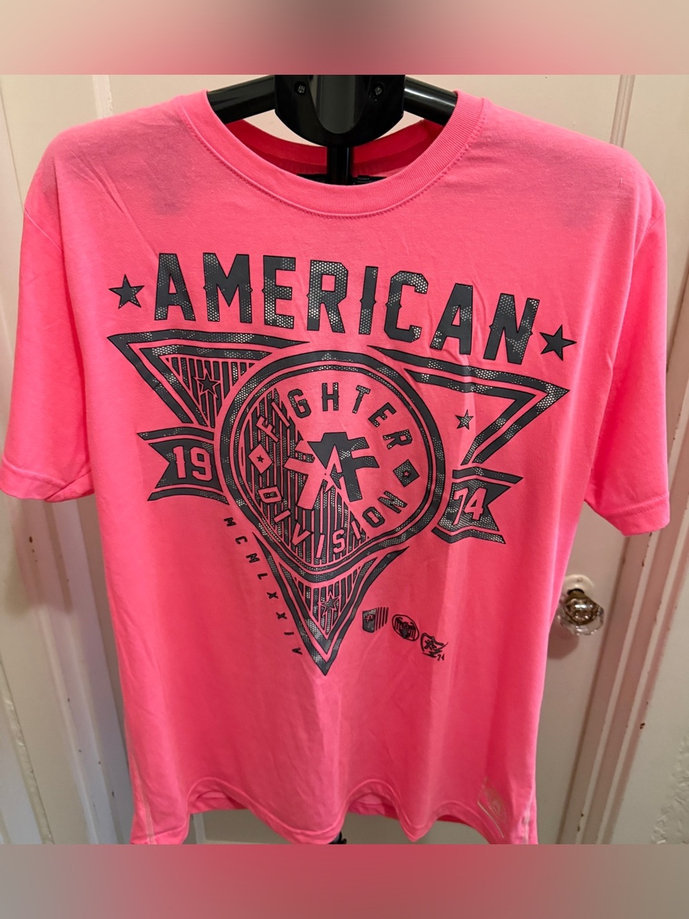 American Fighter from Buckle Neon Pink Logo Short Sleeve Tee